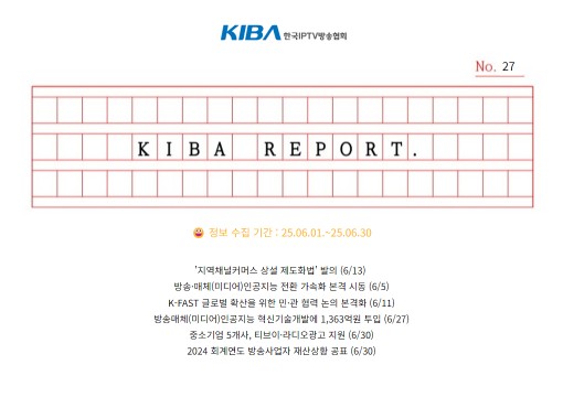 <KIBA REPORT> 27호
